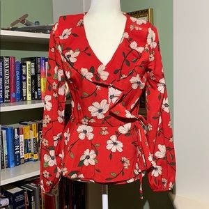 Nordstrom Lydelle Floral Ruffle Wrap Top